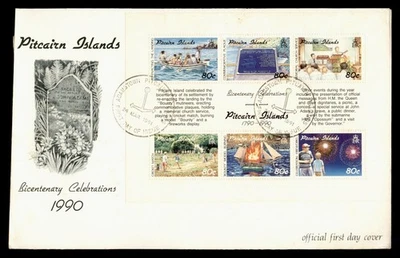 DR WHO 1991 PITCAIRN ISLANDS FDC BICENTENARY CELEBRATIONS CACHET S/S LM55969 - Image 1 of 2