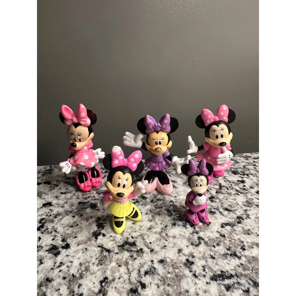 Minnie Mouse Figure Lot 5 Pink Purple Outfits Disney Toy Collection - Image 1 of 1
