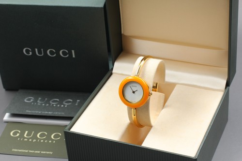 [Quasi come nuovo set completo] Orologio da donna Gucci lunetta cambio 11 12 2 arancione Qz 16 5 cm
