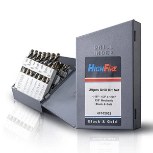 Mechanics Drill Bit Set, M2 HSS Heavy Duty Mechanic Drill Bit Kit with Black ... - Picture 1 of 6