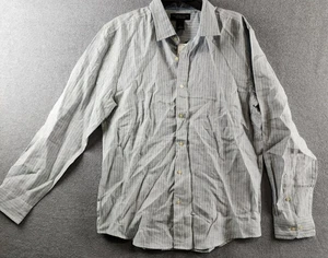 The Men's Store at Bloomingdale's Pencil Stripe Standard Fit Linen Shirt L Denim - Picture 1 of 11
