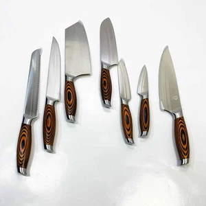 WILDMOK Juego de cuchillos de cocina de 7 piezas con mango de madera de pakka premium acero alemán - Imagen 1 de 6