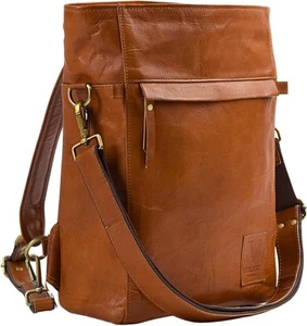 Mochila Convertible de Cuero Genuino para Mujer - Bolsillo para Laptop y iPad - 2 en 1 S - Imagen 1 de 7