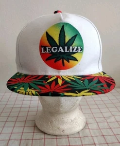 Cappello Berretto Camionista Legalizza Cannabis Floreale Bianco Regolabile Snapback - Foto 1 di 6