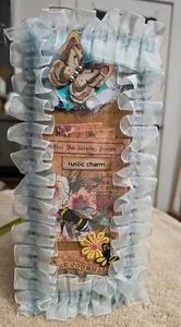 Neue handgefertigte rustikale Charm Flip Flop BK Journal blaue Spitze klobig Shabby Chic - Bild 1 von 15