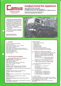 Forest Fire Equipment Brochure - Camiva CCMF 75.130 Renault Truck - 1982 (DB317) - Picture 1 of 1