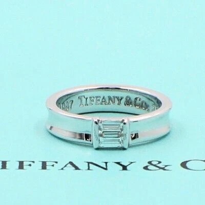 Tiffany & Co 18K White Gold Stackable Baguette Diamond Wedding Band Ring 4.5mm - Image 1 of 4