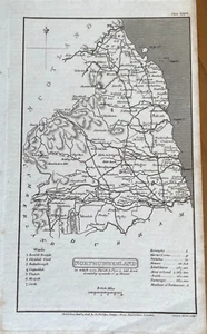 ANTIQUE MAP NORTHUMBERLAND 1808 BENJAMIN CAPPER PUBLISHED  E PHILIPS UNCOLOURED - Picture 1 of 3