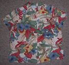 Alfred Dunner Colorful Floral Print Short Sleeve Button Front Blouse Top Size 14