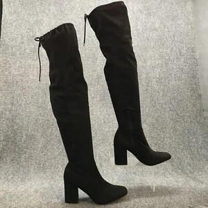 UNISA Boots Womens 9 M Quesia Tall Over The Knee High Black Suede Zip Heeled - Picture 1 of 17