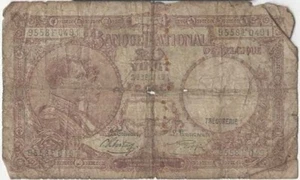 BILLETE DE BÉLGICA 20 P111 1943 POBRE - Imagen 1 de 2