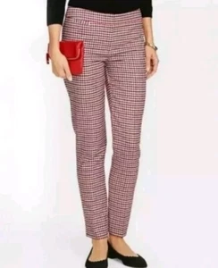 NEW Talbots Hampshire Pants Gingham Checked Red Black White Wool Pockets 10 - Picture 1 of 22
