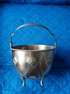 Moroccan Brass Cauldron Planter Handle W/ 4 Feet Ornamental Designs Rare Find - Picture 1 of 11