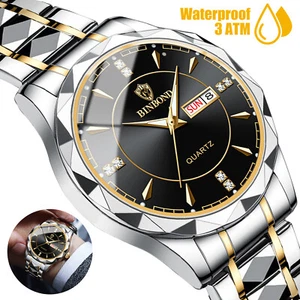 Men Quartz Watch Stainless Steel Waterproof Luminous Classic Business Wristwatch - Picture 1 of 7