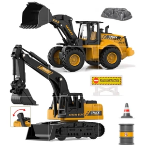 Construction Excavator Bulldozer Tractor Toy Set Gift For Kids New - Picture 1 of 6