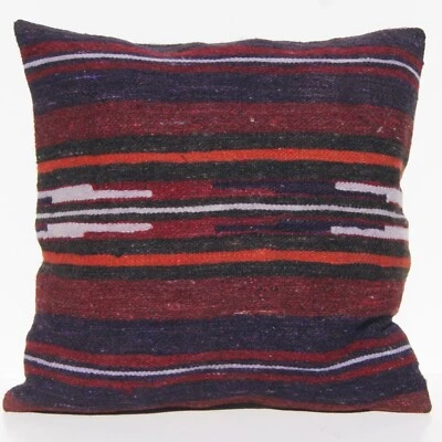 Capa de travesseiro Kilim turca tecida à mão - Almofada decorativa de lã 18"x18" - Imagem 1 de 3