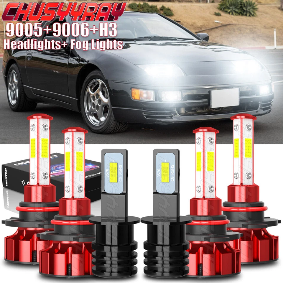 Para Nissan 300ZX 1990-1996 - 6X LED Faro Bombilla Luz Alta Baja + Kit Luz Antiniebla Foto 1 de 4