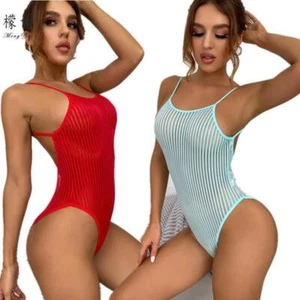 Tuta seducente seducente lingerie sexy a righe nuda schiena sexy trasparente - Foto 1 di 24