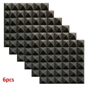 6 PCS  Pyramid Studio Acoustic Foam Panels Sound Insulation Treatment with Tapes - Picture 1 of 11