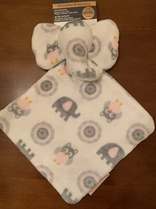 Blankets Beyond Elephant Shaped Baby Security White Pink Gray Owls New - Bild 1 von 7