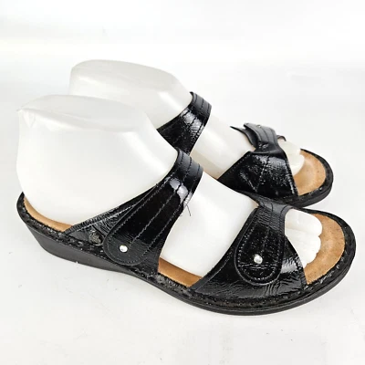 FINN COMFORT Catalina 黑色漆皮懒人凉鞋女式尺寸:38 / 7 D — 第 1/4 张图片