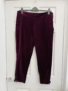 Fat Face Pink Plum Velvet Tapered Leg Crop Trousers Sz 16 36W 25L Mint Cond - Picture 1 of 5