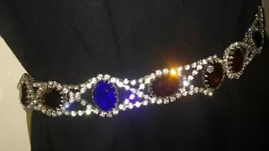 Runway Couture Lux Faceted Glass and Rhinestone Luxury belt 27 in - Picture 1 of 10