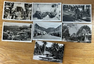 Vintage 7 RPPC Real Photo Postcards Panang Country City Temple Street Scenes Art - Bild 1 von 6