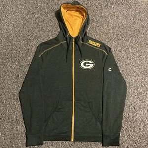 Green Bay Packers NFL Zip Up Hoodie Majestic Green Men’s Small - Picture 1 of 5