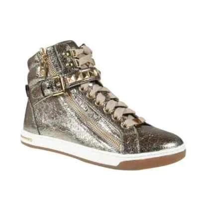Michael Kors Womens Metallic Sneakers Leather Champagne Buckles Gold Size 6 Glam - Image 1 of 4