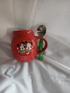 Disney Mickey & Minnie Mouse Weihnachten Keramik Heiße Schokolade Becher mit Löffel - Bild 1 von 4