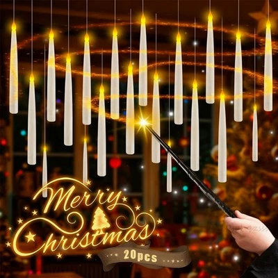 20 Stück LED Flackernde Schwebende Kerzen mit Zauberstab Weihnachten Party-Deko - Bild 1 von 4