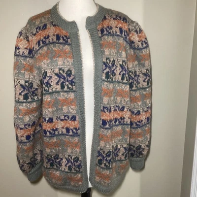 Cárdigan Suéter De Colección Escada by SRB 70% Niño Mohair Talla 40 Verde Oliva Dorado Nórdico Foto 1 de 4