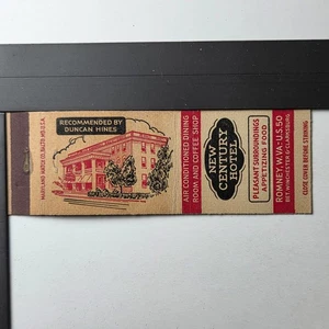 New Century Hotel Romney WV 50er Jahre klimatisiertes Esszimmer Streichholzheft - Bild 1 von 3