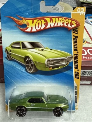 Hot Wheels 67 Pontiac Firebird 400 Green 2010 New Models 3/44 #3 MIP - Image 1 of 3