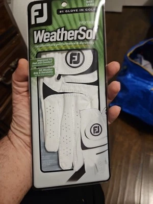 Guante de golf FJ Footjoy WeatherSof mano derecha blanco negro mujer regular grande L G6 Foto 1 de 4