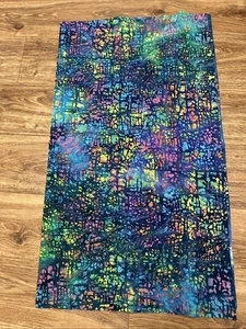 Vibrant Multi-Colored Batik Fabric 1 Yard Blue Background - Picture 1 of 8