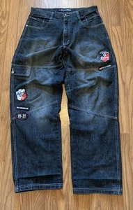 Vintage Y2k Southpole Jeans Baggy Grunge Skater Double Knees Rare Black 36 - Picture 1 of 6