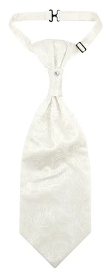 Vesuvio Napoli PreTied ASCOT Paisley Solid OFF WHITE Color Cravat Men's Neck Tie - Image 1 of 2