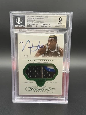 NICK ANDERSON 13-14 FLAWLESS NASTY PATCH AUTO EMERALD MAGIC 3/5 BGS 9 W/ 10 AUTO - Image 1 of 2