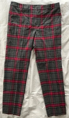 Pantalones al Tobillo Talbots Curvy Mezcla de Lana a Cuadros Forrados Gris/Rojo/Verde+ 10 EXC Navidad Foto 1 de 4
