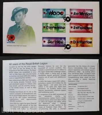 Guernsey Stamps: "Royal British Legion - 90th Anniversary" First Day Cover 2011 - Image 1 of 3