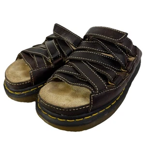 VTG Dr Martens Leather Slip On Chunky Slide Sandals Made Women’s Sz 5/6 EU 37 - Picture 1 of 7