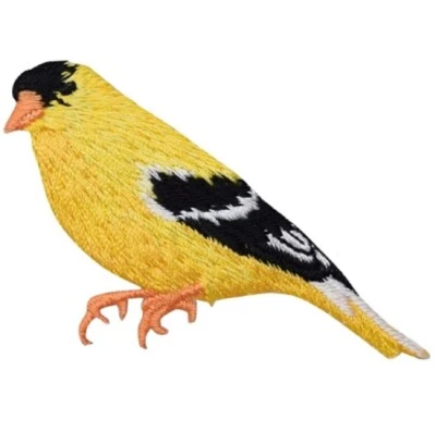 PATCH PARLOR Finch Applique Patch - Yellow Fowl, Bird Badge 2.25" (Iron on)
