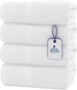 Luxurious White Cotton Bath Towel Set - 4 Pieces, 27x54in, Durable & Plush - Picture 1 of 10