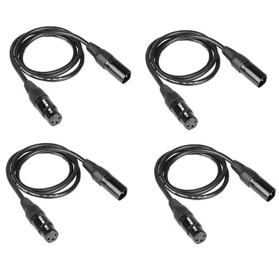 4PCS 1m Long DMX 512 XLR Cable DMX 3.2t 3 Pin True DMX Cable Male to Female f... - Image 1 of 4