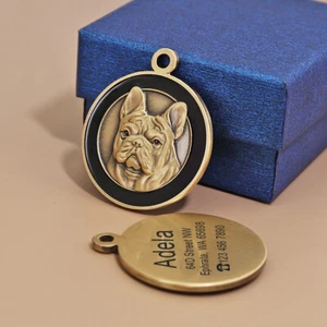 3D Dog Cat ID Tags Personalized Heavy Duty Round Pet Name Engraved Collar Disc - Picture 1 of 20