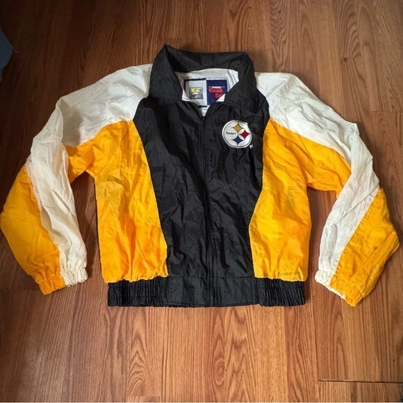 Steeler’s Black & Yellow Windbreaker Jacket Men’s Vintage Sporty Football - Изображение 1 из 4