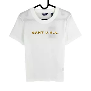 GANT Women White Logo Crew Neck Short Sleeves T Shirt Size S - Picture 1 of 10