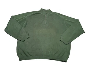 Tommy Bahama Mens 1/4 Zip Mockneck Sweater Silk Blend Green Large - Picture 1 of 3
